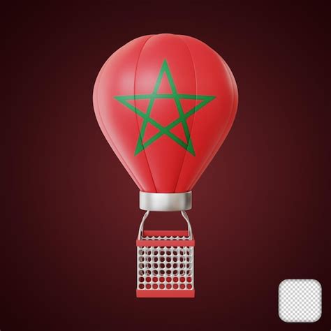 Premium PSD | Air balloon morocco flag element 3d illustration
