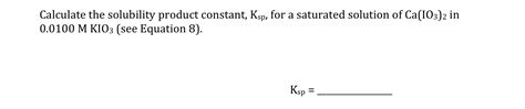 Determination of Ksp 9-3 Data and Calculations A. | Chegg.com