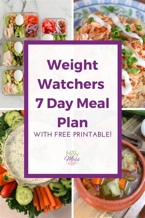 Weight Watchers 7 Day Meal Plan: Basic MyWW Green, Blue, Purple The Holy Mess