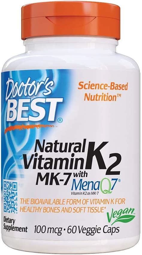 Amazon.com: Doctor's Best Natural Vitamin K2 Mk-7 with MenaQ7, 60 Count ...