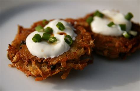 Scallion Latkes with Rice Vinegar Sour Cream Recipe | mostly foodstuffs