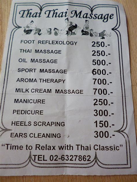 Gostan Sikit: Massage prices in Bangkok