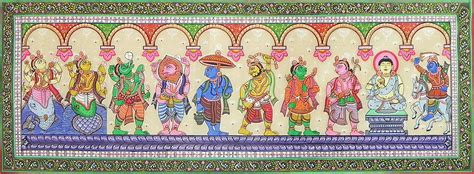 Dashavatara - Ten Incarnations of Lord Vishnu - 15 x 42 inches | Indian folk art, Folk art ...