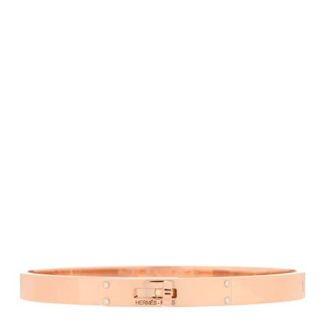 HERMES 18K Rose Gold Diamond PM Kelly Bracelet SH 1305836 | FASHIONPHILE