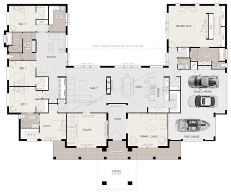 Floor Plan Friday: U-shaped 5 bedroom family home | Courtyard house ...