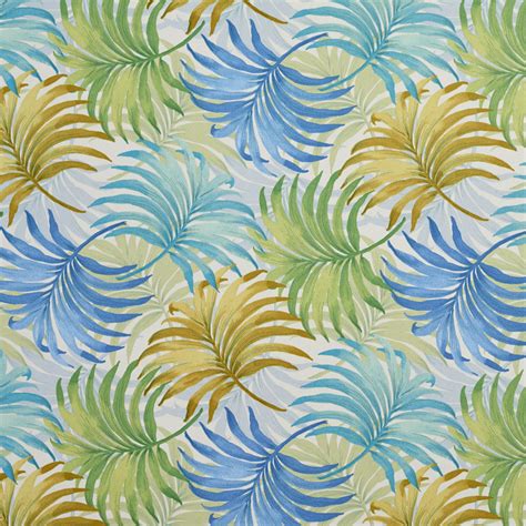 Monterey Aqua and Green Beach Prints Drapery and Upholstery Fabric