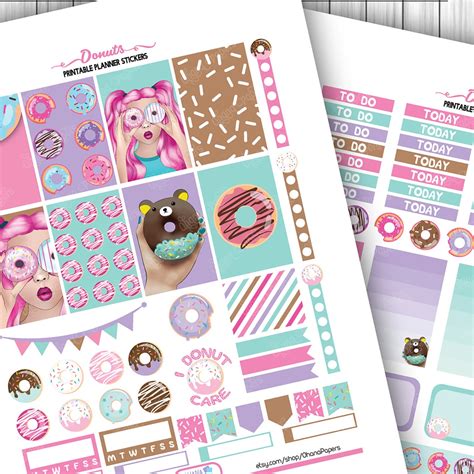 DONUT Printable Planner Stickers Weekly Kit for Happy Planner - Etsy