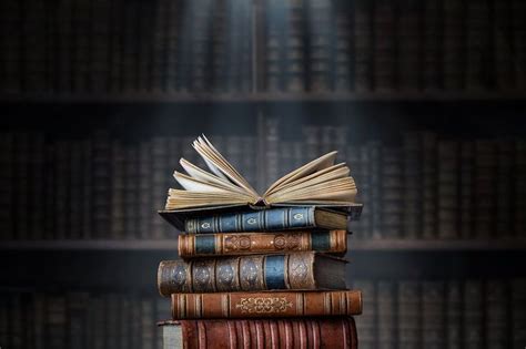 The Power of Knowledge: Ancient Books on a Library Table