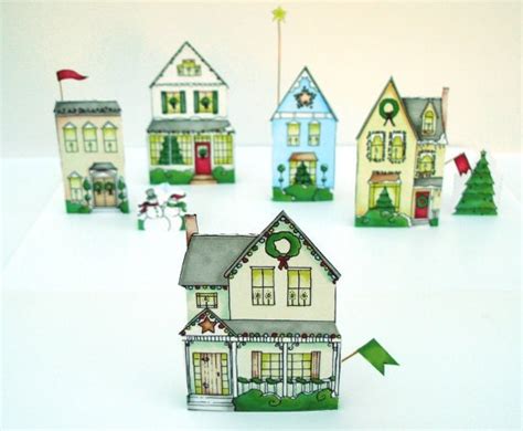 Christmas village paper houses DIY PDF. by LisaJaneSmith on Etsy