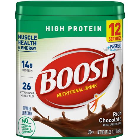 BOOST HIGH PROTEIN Rich Chocolate 17.7 oz. Canister - Walmart.com ...