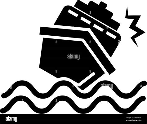 Sinking ship silhouette icon. Ship in collision. Editable vector Stock Vector Image & Art - Alamy