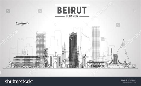 Beirut Lebanon Line Skyline Panorama Sky Stock Vector (Royalty Free ...