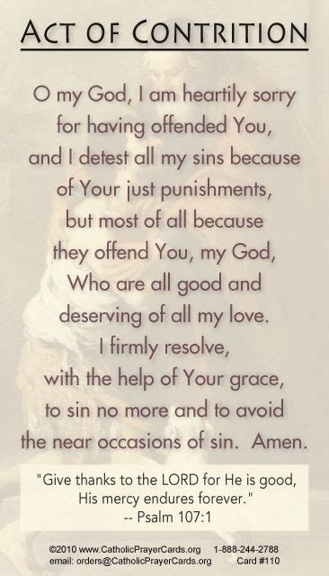 Catholic act of contrition prayer for confession - CHURCHGISTS.COM