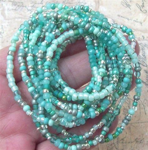 Seafoam Green Wrap Necklace tropical beaded wrap mint green | Etsy Green Jewelry, Seed Bead ...