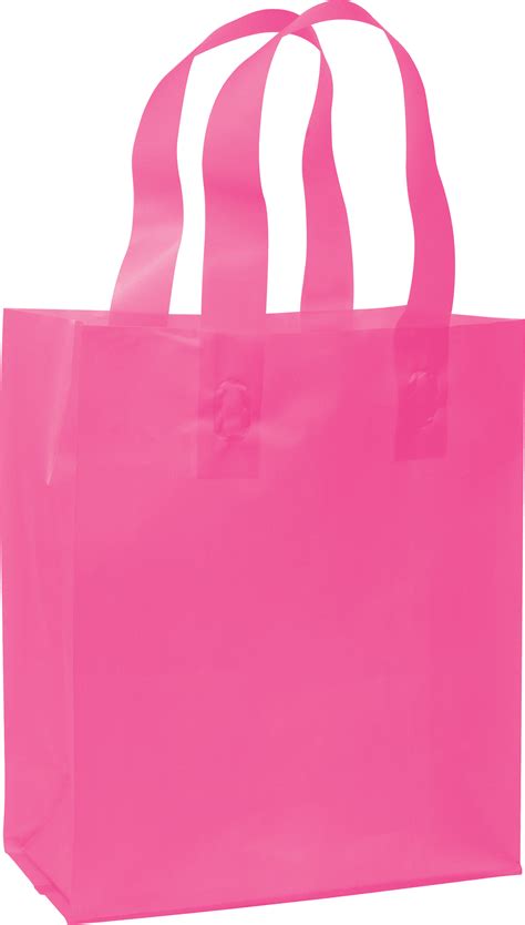 250 Cerise Pink Frosted High Density Plastic Bags Shoppers 8 x 4 x 10 ...