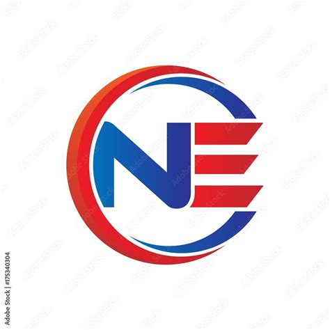 ne logo vector modern initial swoosh circle blue and red Stock Vector ...