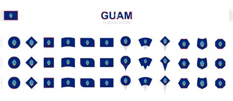 Large collection of Guam flags of various shapes and effects. 36197195 ...