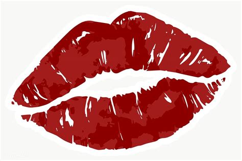 Vectorized red lips sticker with a white border | free image by rawpixel.com / Aew | Lips ...