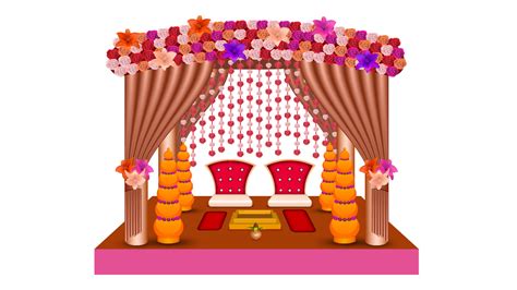 Indian wedding stage decorative vector illustration, Indian wedding ...