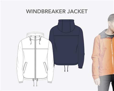 WINDBREAKER JACKET Fashion Design Flat Sketches to Download Technical ...