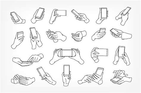 Hands holding smartphone set, an Illustration by Good Studio | Hand drawing reference, Drawing ...