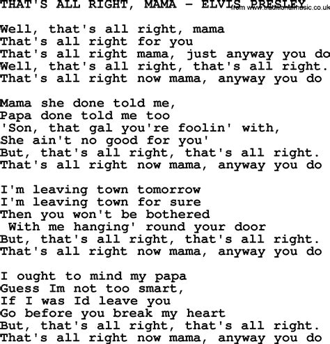 That's All Right, Mama-Elvis Presley-.txt, by Elvis Presley - lyrics ...