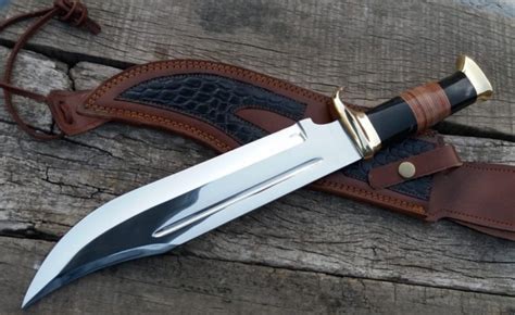 Handmade D2 Steel Bowie Knife” Leather Roll & Buffalo Horn Handle – MABSON – Shop knives