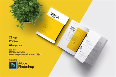 PSD Portfolio Template on Yellow Images Creative Store