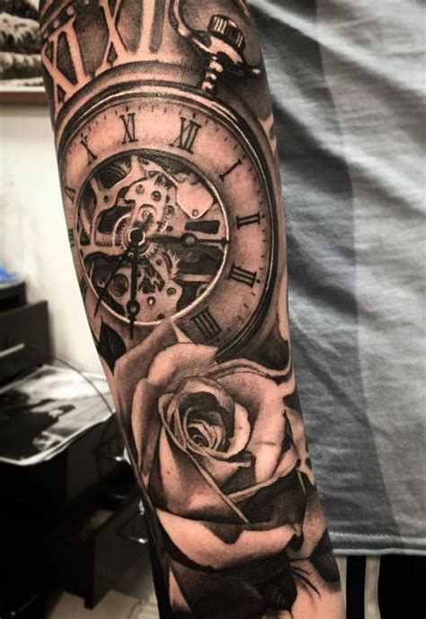 Pocket Watch and Flower Tattoo - InkStyleMag | Watch tattoos, Pocket ...