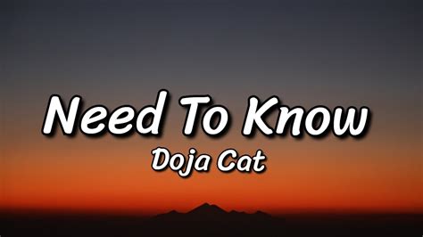 Doja Cat - Need To Know (Lyrics) - YouTube