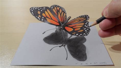 Drawing Butterfly - How to Draw 3D Butterfly - Magical Art on Paper - YouTube