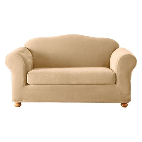 Stretch Pique Cream Velvet Sofa Slipcover at Lowes.com