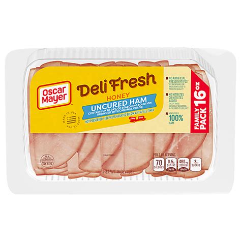 Oscar Mayer Deli Fresh Honey Uncured Ham Sliced Lunch Meat Family Size ...
