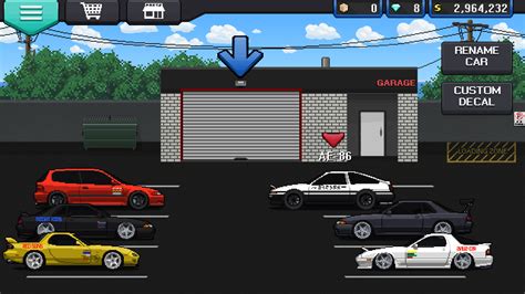 My garage in pixel car racer : r/initiald