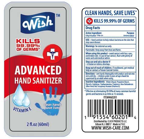 WISH ADVANCED HAND SANITIZER 01- ethyl alcohol liquid