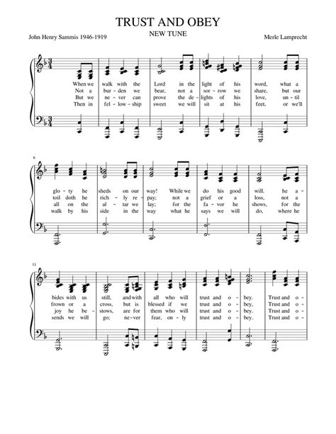 TRUST AND OBEY Sheet music for Piano (Solo) Easy | Musescore.com