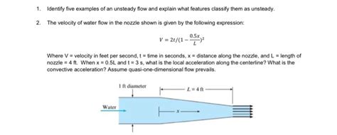 Solved 1. Identify five examples of an unsteady flow and | Chegg.com