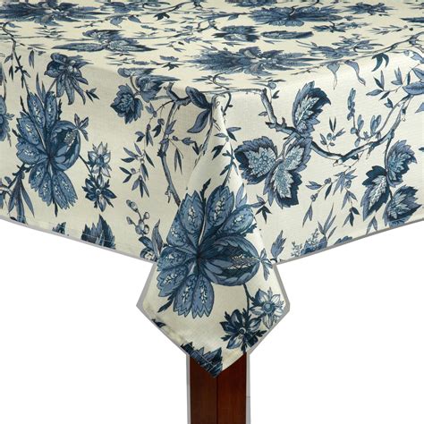 Waverly Felicite Blue Floral Fabric Tablecloth 60 x 120 Rectangle ...