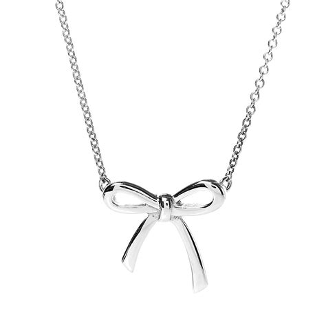 TIFFANY Sterling Silver Small Bow Pendant Necklace 518384 | FASHIONPHILE