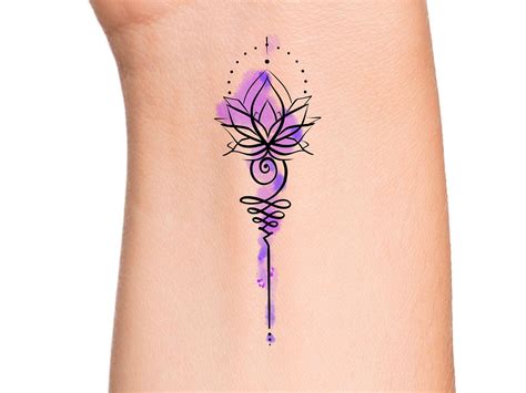 Lotus Unalome Temporary Tattoo / Watercolor Tattoo / Floral - Etsy