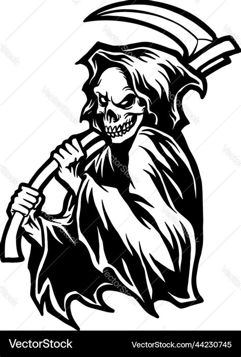 Grim reaper skull drawing silhouette Royalty Free Vector