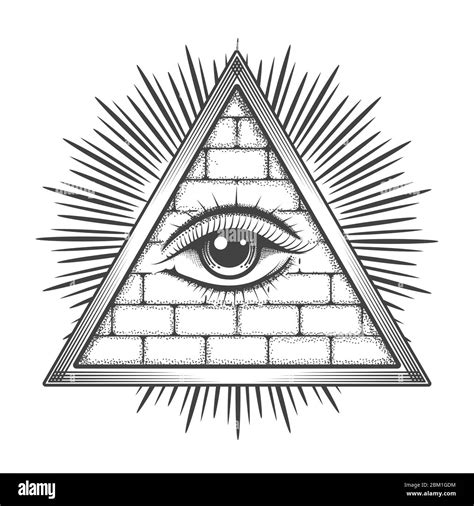 All Seeing Eye in Pyramid drawn in Tattoo style. Freeason Esoteric ...