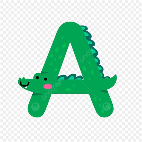 Letter Alligator Clipart Hd PNG, Flat Cartoon Alphabet Animal Cute Alligator Letter A For Kids ...