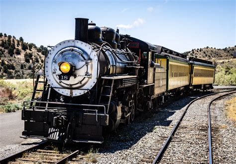 Baldwin 2-8-2 steam locomotive (ex-McCloud River Railroad, built 1914) arrives in Virginia City ...