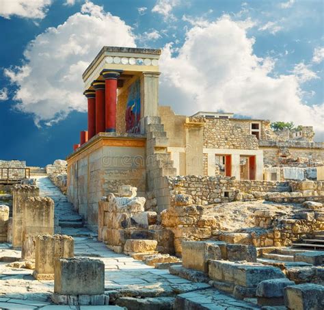 Knossos Palace at Crete. Knossos Palace Ruins. Heraklion, Crete, Greece. Detail of Ancient Ruins ...