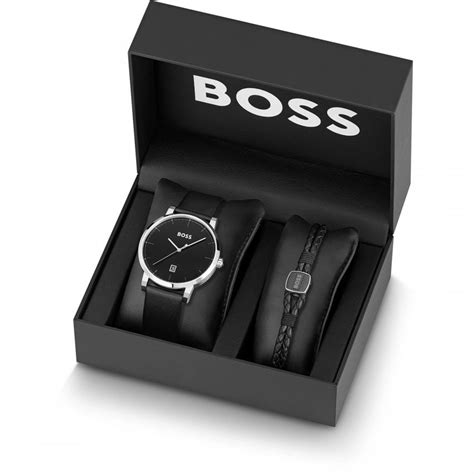 BOSS Watch and Icon Leather Bracelet Gift Set 1570145 | Francis & Gaye Jewellers
