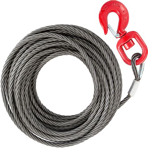 VEVOR 50'x3/8" Fiber Core Winch Cable Self Locking Swivel Hook Tow Truck Local Wire | Walmart Canada