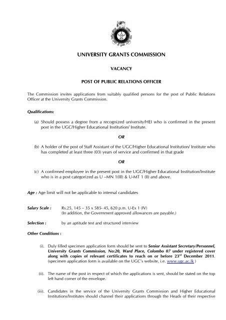 Information .pdf - University Grants Commission - Sri Lanka