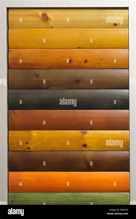 Wood stain varnish color samples Stock Photo - Alamy