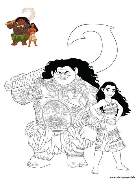 Moana And Maui Color Coloring page Printable